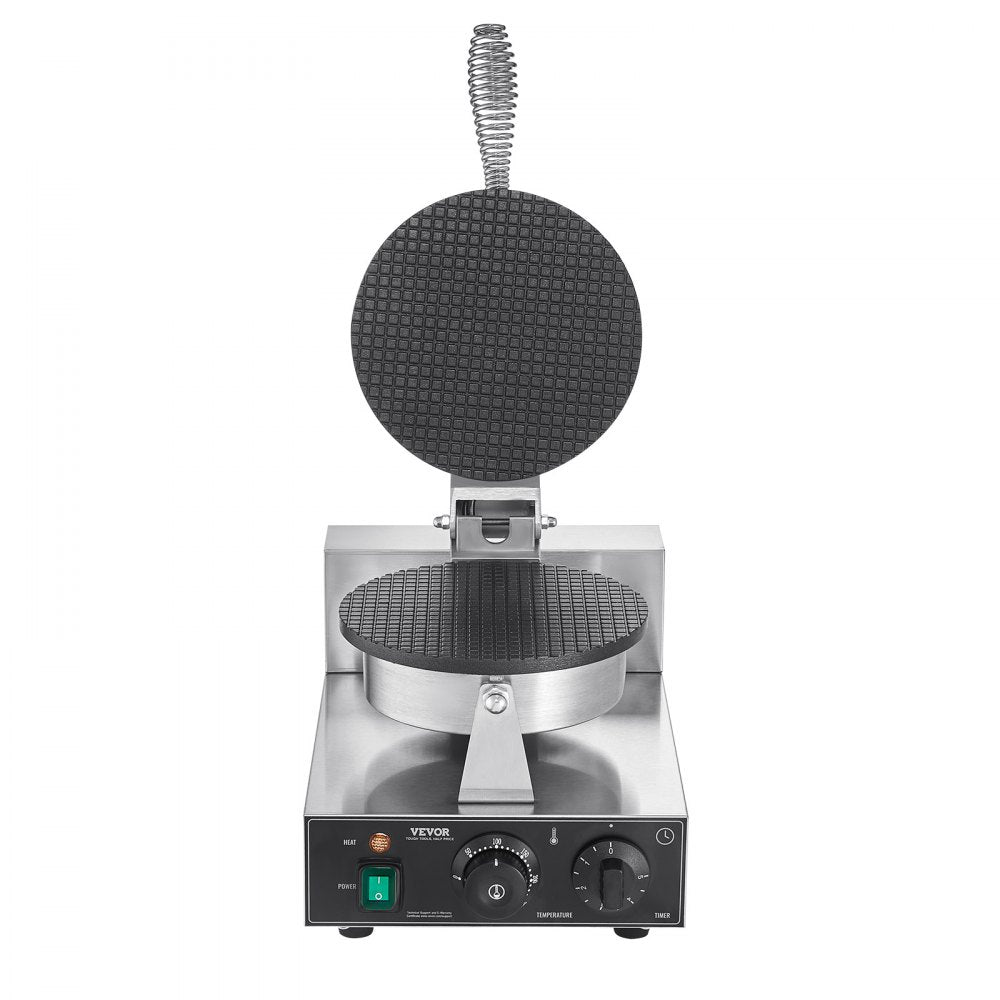 VEVOR Electric Ice Cream Cone Maker, Commercial 1230W Waffle Cone Machine, Non-Stick Stainless Steel Egg Roll Mold, with Temperature and Time Control, Handle, for Restaurant Bakery Snack Bar Family