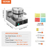 VEVOR Commercial Waffle Maker, 1230W Round Waffle Baker Machine, Non-Stick Stainless Steel Belgian Waffle Iron with Temperature and Time Control, Handle, for Restaurant Bakery Snack Bar Family
