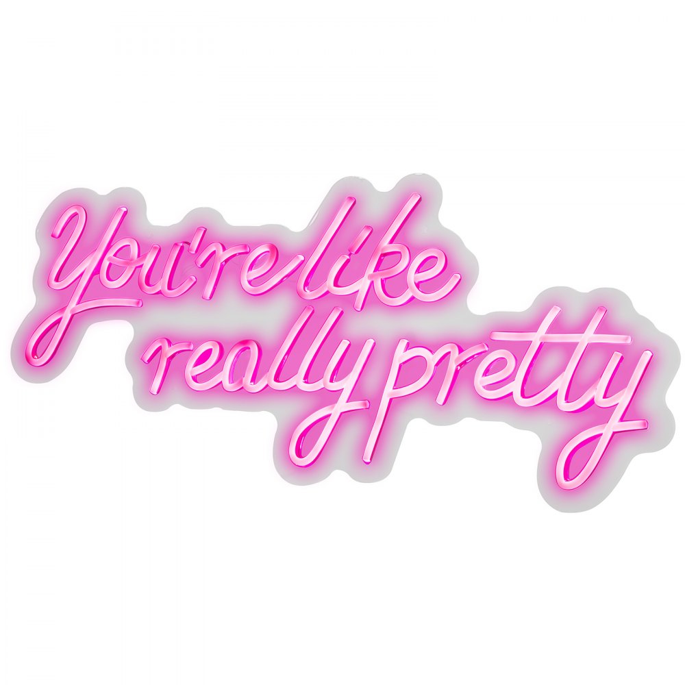 VEVOR You're Like Really Pretty Neon Sign, 23" x 21" Pink LED Neon Signs for Wall Decor, Large Lights Sign with Remote Control and Power Adapter, Used for Party, Wedding, Living Room, Office