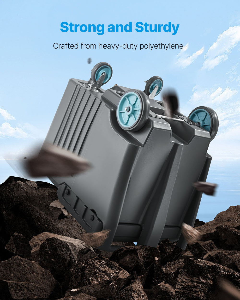 Strong and sturdy heavy-duty polyethylene - VEVOR commercial ice bin infographic