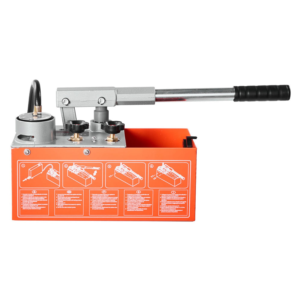 VEVOR Hydrostatic Test Pump 1.6 Gallon Hydraulic Manual Water Pressure Tester, Dual Valve Hydrostatic Water Pipe Leakage Pressure Test Pump Kit with Gauge & Tank, 0-30 Bar Range, for Pipeline Heating