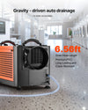 Gravity-driven automatic drainage with 6.56 ft PVC drain hose infographic
