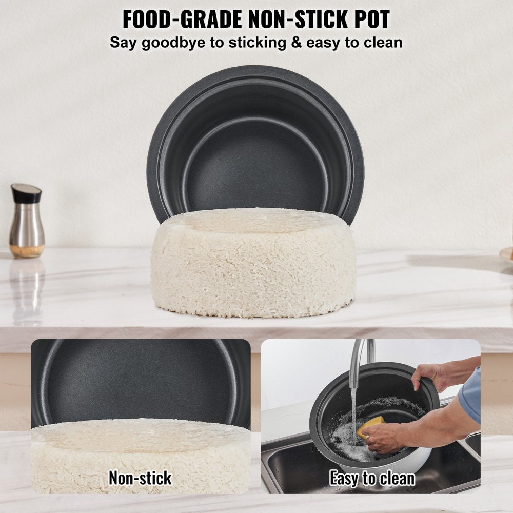 VEVOR Commercial Rice Cooker, 50-Cup Rice Cooker, 10.57 Qt / 10 Liter Large Rice Cooker and Warmer with Nonstick Inner Pot, Fast Cooking and 24-Hour Keep Warm, with Rice Cup and Paddle, for Restaurant