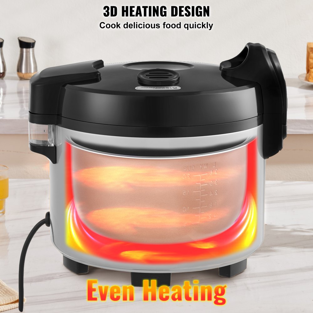 VEVOR Commercial Rice Cooker, 60-Cup Rice Cooker, 13.74 Qt / 13 Liter Large Rice Cooker and Warmer with Nonstick Inner Pot, Fast Cooking and 12-Hour Keep Warm, with Rice Cup and Paddle, for Restaurant