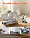 VEVOR 10" Commercial Meat Slicer, 240W Electric Deli Food Slicer with Carbon Steel Blade, Built-In Sharpener & 0-0.47" Adjustable Thickness for Frozen Meat, Ham, Baguett, Steak, UL Approved