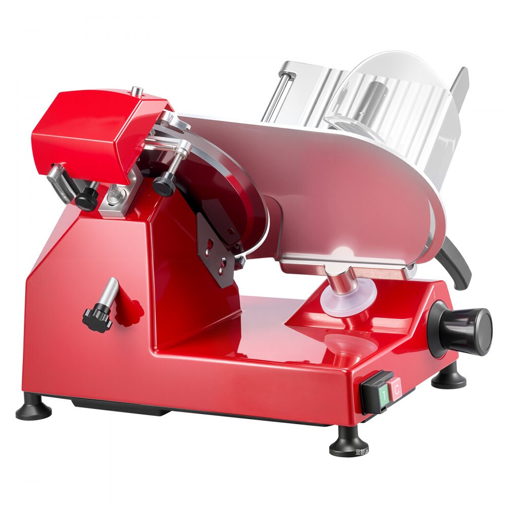 VEVOR Commercial Meat Slicer 340W Electric Deli Food Slicer 10 inch Blade, 350-400RPM Electric Food Slicer, Carbon Steel Blade Meat Slicer, 0-0.47 inch Adjustable Thickness for Commercial and Home Use