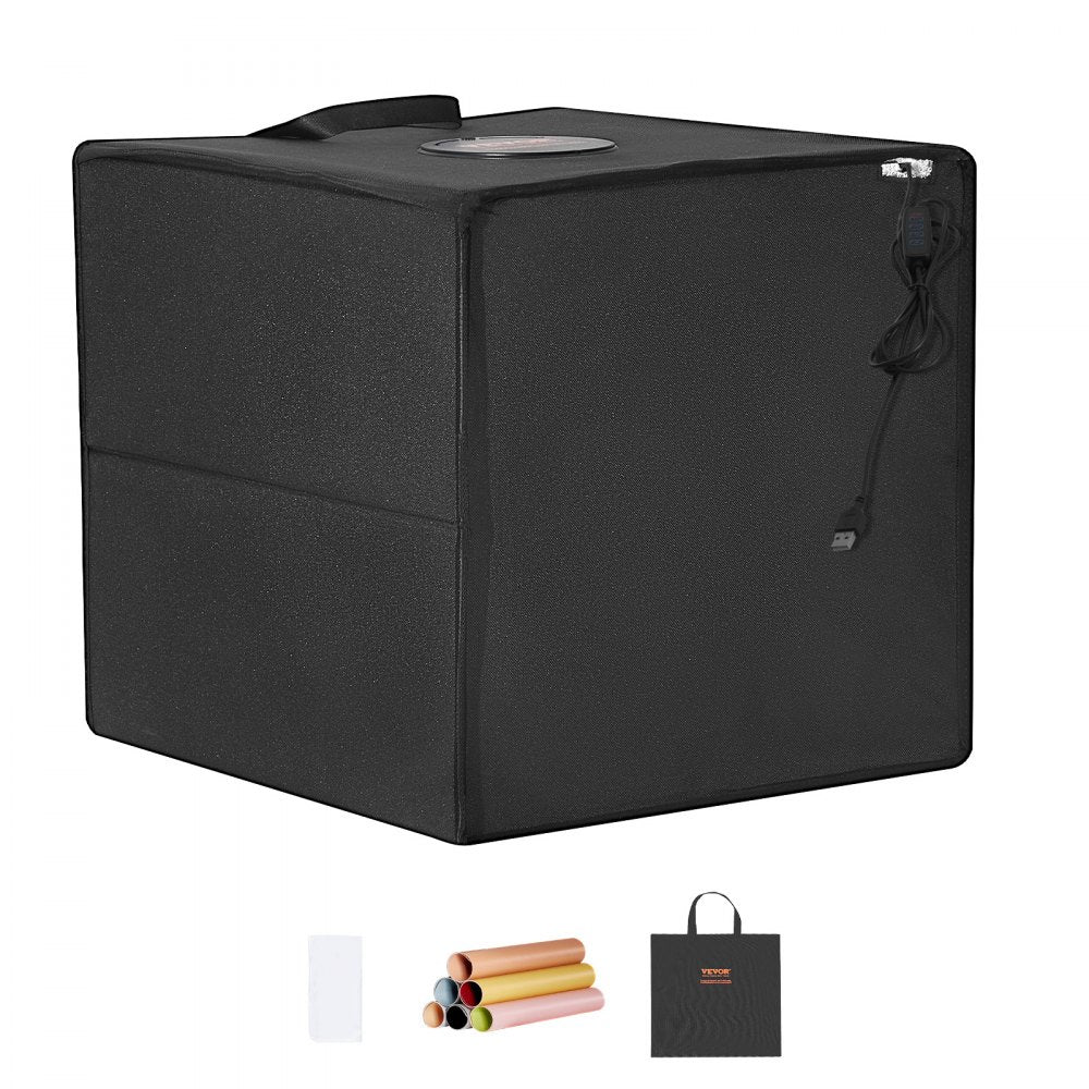 VEVOR Photo Studio Light Box, 12" x 12", 3000-5600K Adjustable 3 Color Temperatures Professional Shooting Tent Kit with 120 LED 6 Double-Sided Color Backdrops, High CRI ≥ 95 for Small Size Products