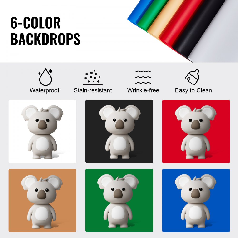VEVOR Photo Studio Light Box, 12" x 12", 3000-5600K Adjustable 3 Color Temperatures Professional Shooting Tent Kit with 120 LED 6 Backdrops Soft Light Cloth, High CRI ≥ 95 for Small Size Products