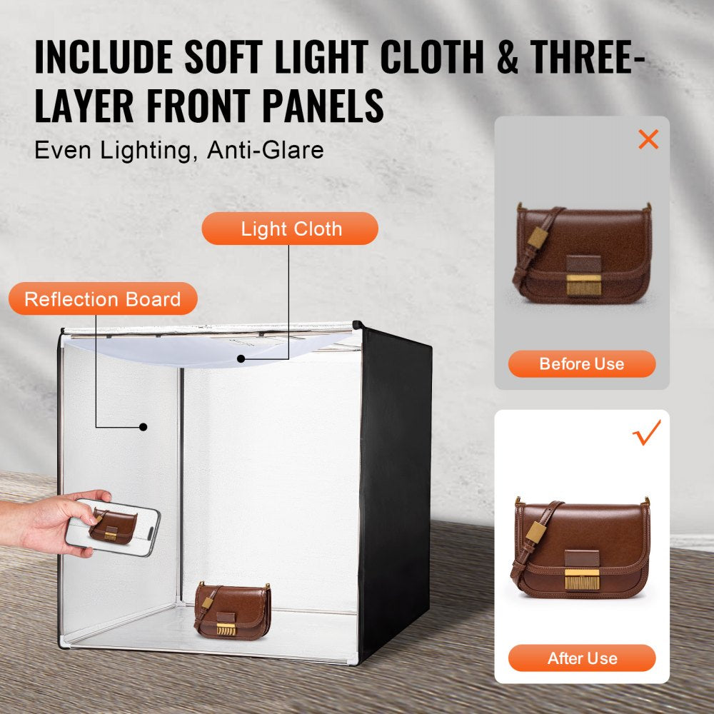 VEVOR Photo Studio Light Box, 39" x 39", 5600K Professional Photo Shooting Tent Kit with 210 LED Lights 5 Backdrops Power Adapter Soft Light Cloth Corner Pieces, High CRI ≥ 95 for Product Photography