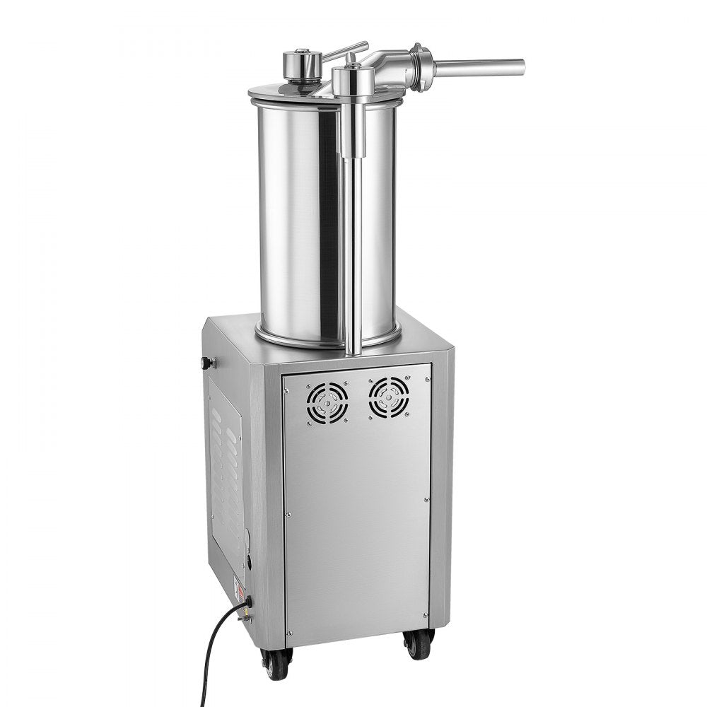 VEVOR Hydraulic Automatic Sausage Stuffer 26L Fixed Tank Meat Maker, for Commercial Use, 18L Mixing Meat Capacity, 750W Vertical Meat Stuffer, Stainless Steel Filler Kit, 4 Filling Tubes