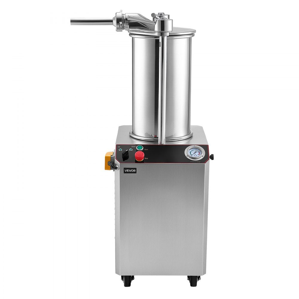 VEVOR Hydraulic Automatic Sausage Stuffer 26L Fixed Tank Meat Maker, for Commercial Use, 18L Mixing Meat Capacity, 750W Vertical Meat Stuffer, Stainless Steel Filler Kit, 4 Filling Tubes