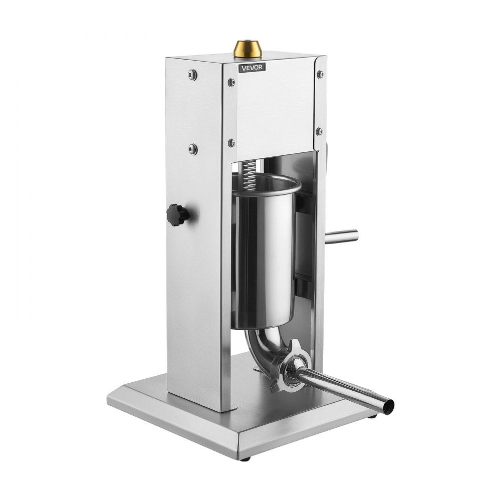 VEVOR Manual Sausage Stuffer 7 lbs/ 3L Vertical Meat Maker Stainless Steel, for Home Camping Outdoor Grill BBQ, Dual-Speed Meat Stuffer, Professional Heavy Duty Sausage Filler Kit, 4 Filling Tubes