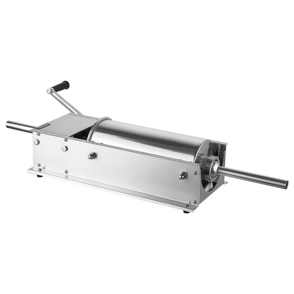VEVOR Manual Sausage Stuffer 11 lbs/ 5L Horizontal Meat Maker Stainless Steel, for Home Camping Outdoor Grill BBQ, Dual-Speed Meat Stuffer, Professional Heavy Duty Sausage Filler Kit, 4 Filling Tubes