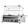 VEVOR Hot Dog Roller, 18 Hot Dog 7 Rollers, Stainless Steel Sausage Grill Cooker, 1050W Commercial Hot Dog Machine with Dual Temp Control, Cover, Side Storage Box, Removable Shelf & Oil Drip Tray