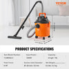 VEVOR Shop Vacuum Wet And Dry, 5 Gallon 6 Peak HP Wet/Dry Vac, Powerful Suction with Blower Function with Attachments 2-in-1 Crevice Nozzle, Small Shop Vac Perfect for Carpet Debris, Pet Hair, Car