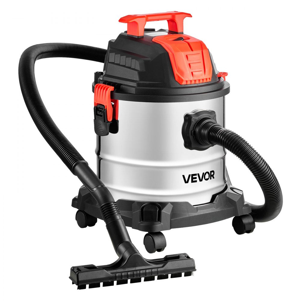 VEVOR Shop Vac, 5.8 Gallon Wet Dry Shop Vacuum, 4 Peak HP with One-Button Self-Cleaning, Dual-Filter, 900W Input Power, 1.25in x 7ft Hose, 9.8ft Cord, Metal Tank for Jobsite, Workshop, Garage, Home