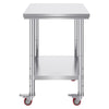 VEVOR Stainless Steel Work Table 30 x 24 x 33 Inch, 700 LBS Load Capacity with 4 Wheels, 3 Adjustable Height Levels, Heavy Duty Food Prep Worktable for Commercial Kitchen Restaurant, Silver