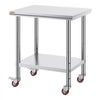 VEVOR Stainless Steel Work Table 30 x 24 x 33 Inch, 700 LBS Load Capacity with 4 Wheels, 3 Adjustable Height Levels, Heavy Duty Food Prep Worktable for Commercial Kitchen Restaurant, Silver