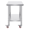 VEVOR Stainless Steel Work Table 35 x 24 x 33 Inch, 700 LBS Load Capacity with 4 Wheels, 3 Adjustable Height Levels, Heavy Duty Food Prep Worktable for Commercial Kitchen Restaurant, Silver