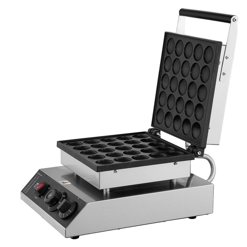 VEVOR Mini Dutch Pancake Maker, 25PCS 43mm Diameter Dorayaki Baker Machine, 1700W Commercial Electric Poffertjes Grill, Non-stick Stainless Steel, Temp & Time Control, for Home Kitchen Restaurant