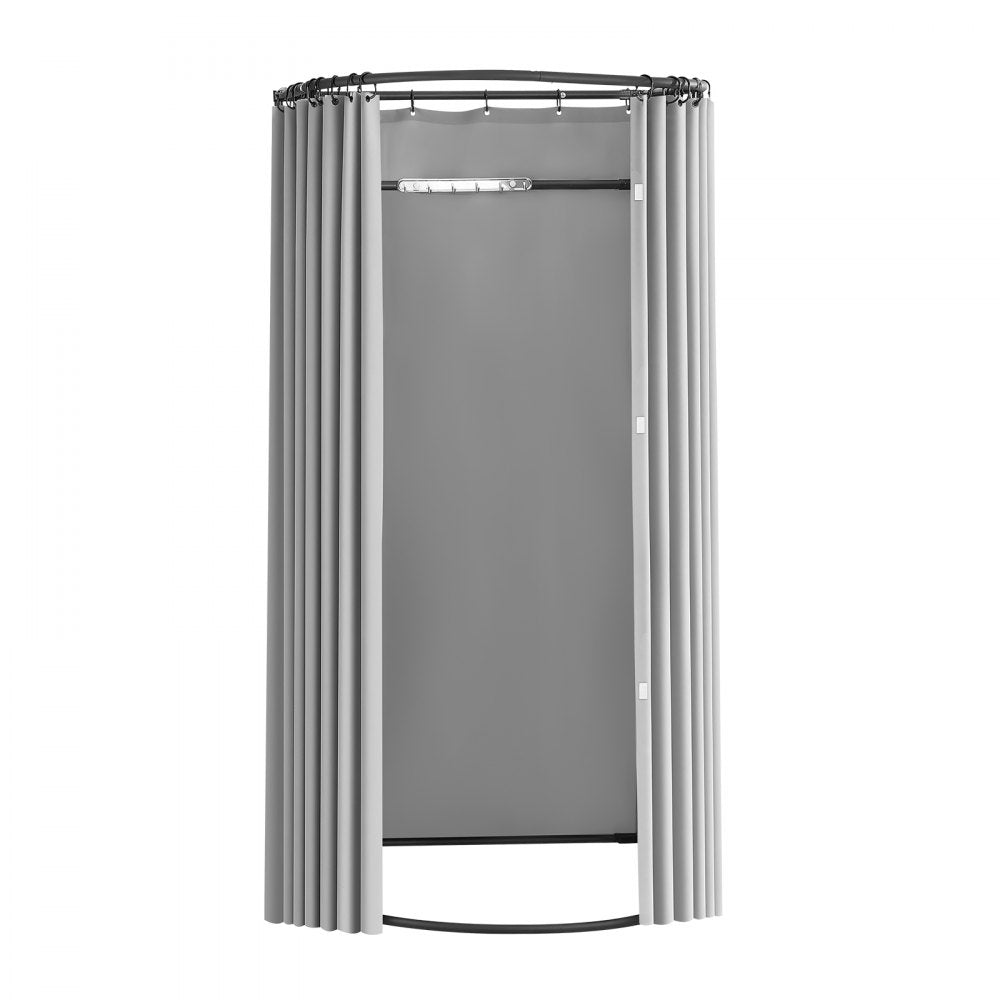 VEVOR Fitting Room, Dressing Room with Thick Polyester Curtains, Privacy Space with Shading Curtain and a Hook, for Boutique, Mall, Tailor's Store & Outdoor 39 x 37 x 79 in (Black and Gray-White)