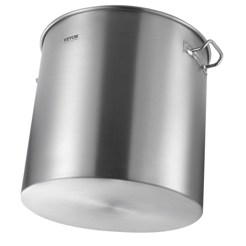 VEVOR Stainless Steel Stockpot, 100 Quart Large Cooking Pots, Cookware Sauce Pot with Basket, Lid, and Handle, Heavy Duty Commercial Grade Stock Pot, Sanding Treatment, for Large Groups Events Silver