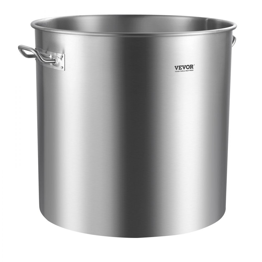 VEVOR Stainless Steel Stockpot, 100 Quart Large Cooking Pots, Cookware Sauce Pot with Basket, Lid, and Handle, Heavy Duty Commercial Grade Stock Pot, Sanding Treatment, for Large Groups Events Silver