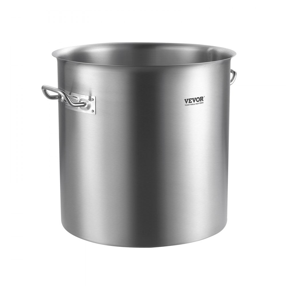 VEVOR Stainless Steel Stockpot, 53 Quart Large Cooking Pots, Cookware Sauce Pot with Lid, and Handle, Heavy Duty Commercial Grade Stock Pot, Sanding Treatment, for Large Groups Events Silver