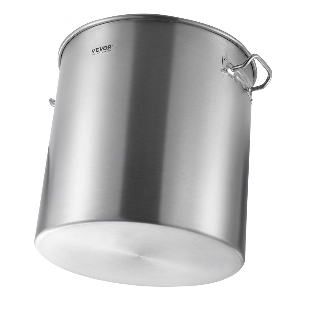 VEVOR Stainless Steel Stockpot, 84 Quart Large Cooking Pots, Cookware Sauce Pot with Basket, Lid, and Handle, Heavy Duty Commercial Grade Stock Pot, Sanding Treatment, for Large Groups Events Silver