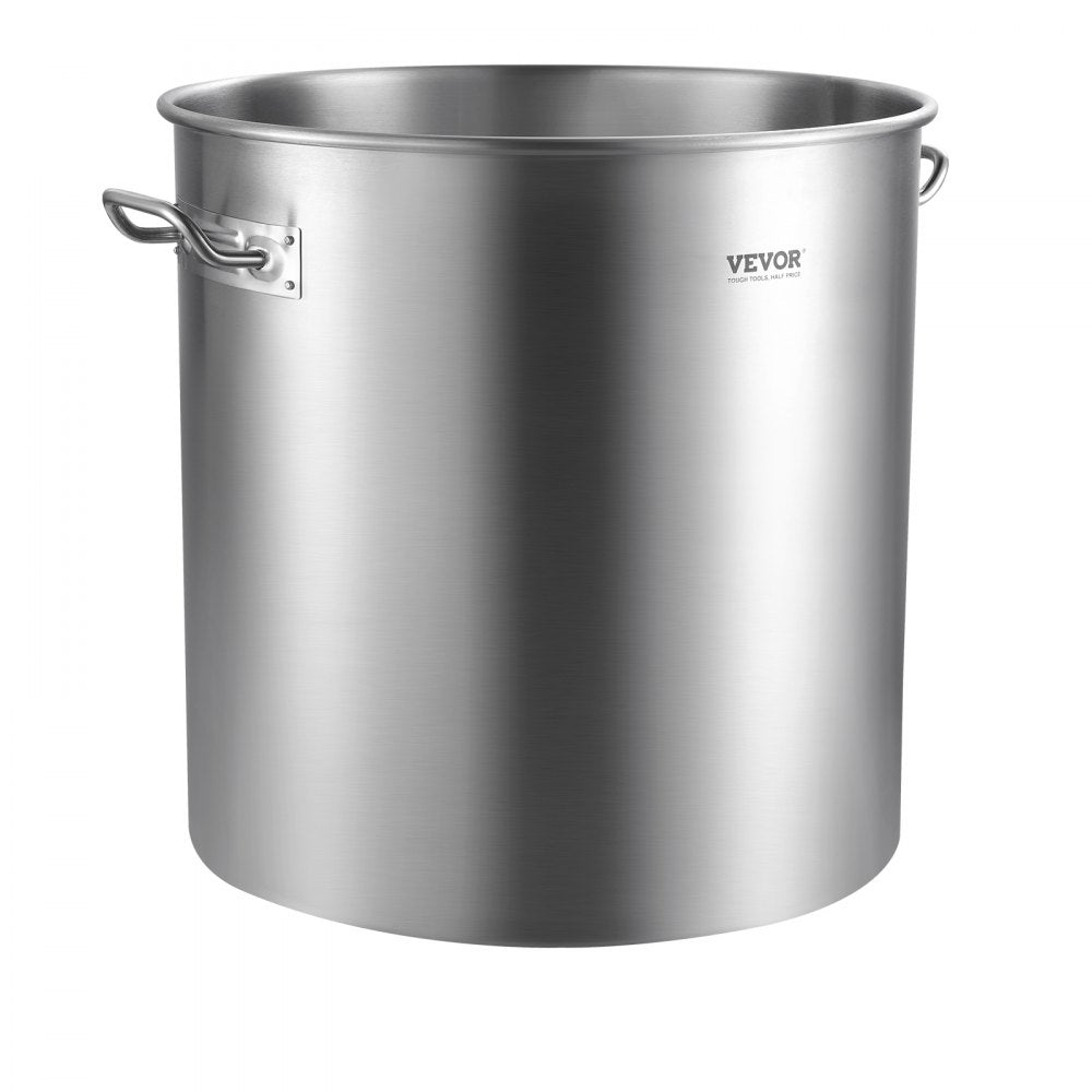 VEVOR Stainless Steel Stockpot, 84 Quart Large Cooking Pots, Cookware Sauce Pot with Basket, Lid, and Handle, Heavy Duty Commercial Grade Stock Pot, Sanding Treatment, for Large Groups Events Silver