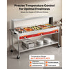 VEVOR Commercial Food Warmer 8 Pans + 2 Pots Electric Steam Table 1800W, for Buffet Restaurant Catering, SUS Server with Additional 1/1 Pan, Independent Temp Control, Acrylic Cover, and Undershelf