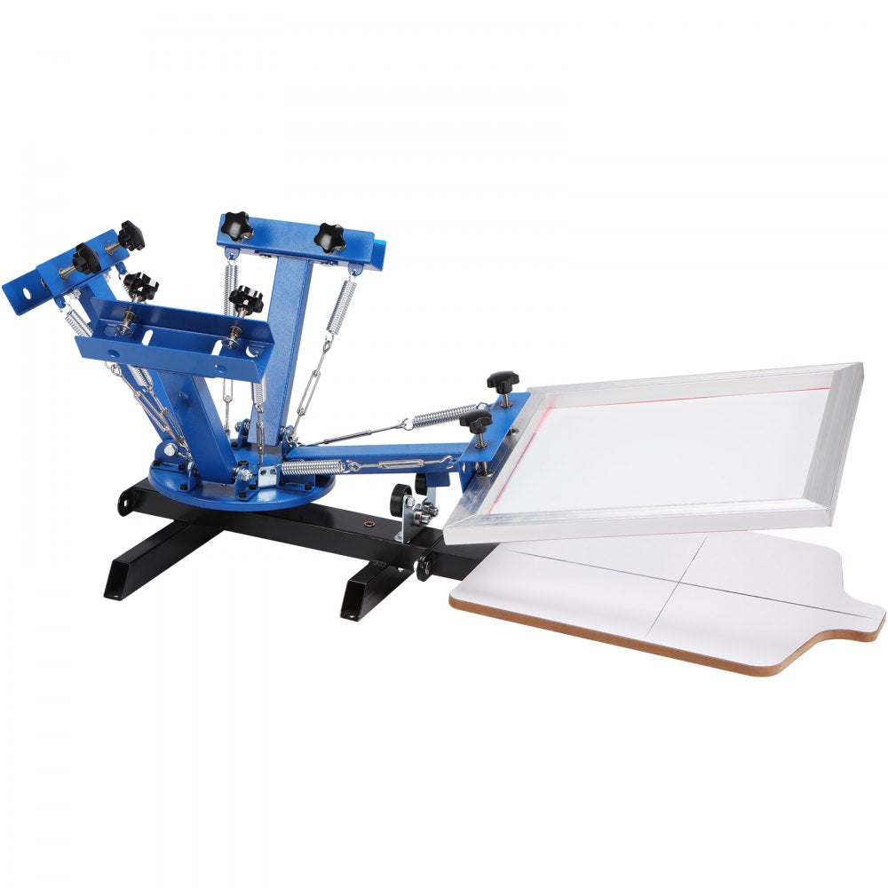 VEVOR 4 Color 1 Station Screen Printing Machine, 21.2x17.7in / 54x45cm Screen Printing Press 360° Rotable Silk, Double-Layer Positioning Pallet for T-Shirt DIY Printing