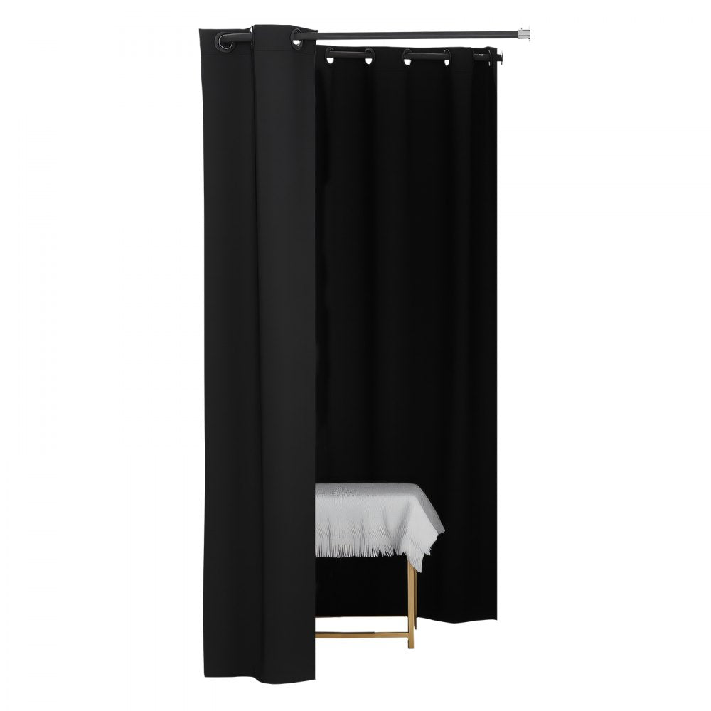 VEVOR Fitting Room, Portable Changing Room with Thick Polyester Curtains, Double Dressing Rooms with Partition Curtains, for Boutique, Mall, Studio, Tailor's Store & Office 79 x 39 x 79 in (Black)
