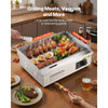 VEVOR Commercial Electric Griddle, 21 x 11.8 inch, 1750W, 122-570°F Adjustable Temp Control, Stainless Steel Countertop Flat Top Grill with 2 Spatulas, 2 Brushes and 4 Foot Pads, for Steak, Pancake