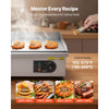 VEVOR Commercial Electric Griddle, 21.06 x 11.81 inch, 1750W, 122-570°F Adjustable Temp Control, Stainless Steel Body, Half Grooved Half Flat, with 2 Spatulas, 2 Brushes, and 4 Foot Pads, for Steak