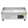 VEVOR Commercial Electric Griddle, 21.06 x 11.81 inch, 1750W, 122-570°F Adjustable Temp Control, Stainless Steel Body, Half Grooved Half Flat, with 2 Spatulas, 2 Brushes, and 4 Foot Pads, for Steak
