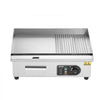 VEVOR Commercial Electric Griddle, 1600W Countertop Half-Flat Top Grill, 122℉-572℉ Adjustable Temp, 21.26x11.81x0.39in Stainless Steel Griddle Grill with 2 Shovels and 2 Brushes for Home or Restaurant