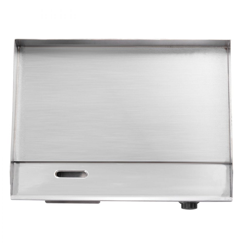 VEVOR Commercial Electric Griddle, 21.06 x 11.81 inch, 3200W, 122-570°F Adjustable Temp Control, Stainless Steel Body, Full Flat, with 2 Spatulas, 2 Brushes, and 4 Foot Pads, for Steak, Pancake