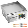 VEVOR Commercial Electric Griddle, 13.98 x 11.81 inch, 1750W, 122-570°F Adjustable Temp Control, Stainless Steel Countertop Flat Top Grill with 2 Spatulas and 2 Brushes, for Steak, Pancake, Squid