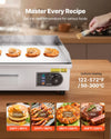 VEVOR Commercial Electric Griddle, 25.79 x 15.75 inch, 2800W, 122-570°F Adjustable Temp Control, Stainless Steel Body, Full Flat, with 2 Spatulas, 2 Brushes, and 4 Foot Pads, for Steak, Pancake