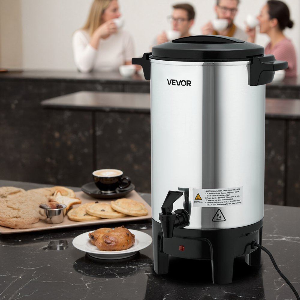VEVOR Commercial Coffee Urn, 40 Cup 6 L Hot Beverage Dispenser with Dripless Faucet, Quick-Brewing Commercial Coffee Maker, Automatic Temperature Control, for Catering, Party, Church & Restaurant