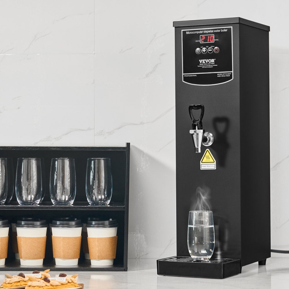 VEVOR Commercial Water Boiler, Electric Hot Water Dispenser with 316 Stainless Steel Heating Tube, 1500W Step-by-step Fast Heating 50L per Hour Hot Water Boiler, for Coffee Tea Restaurant Office