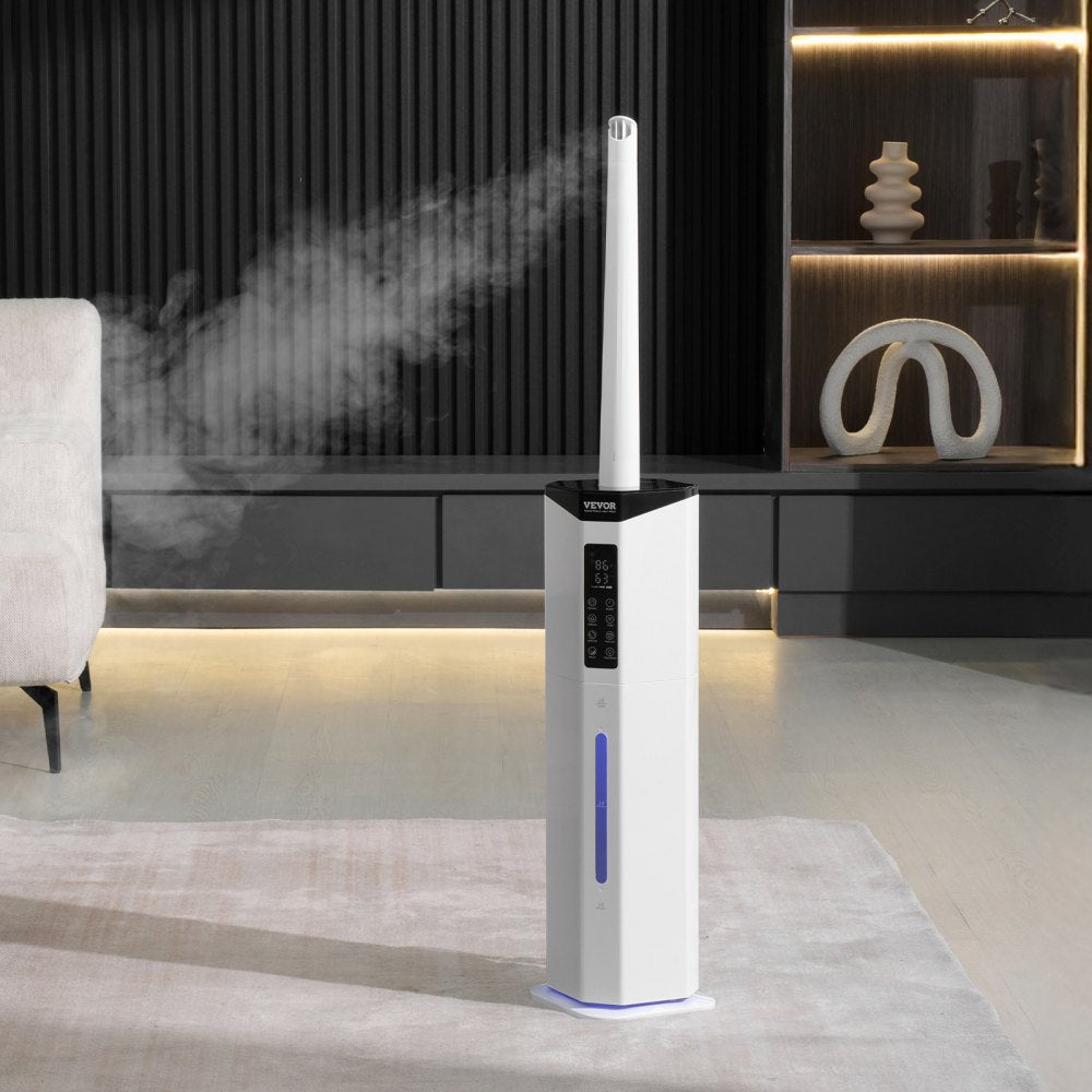 VEVOR Commercial Humidifier, 2.4 Gal/9L 2-In-1 Cool/Warm Mist, Industrial Air Vaporizer for Room Up To 430.6 Sq Ft,Top Refill Humidifier w/ Auto Rotary Spray for Whole House,Greenhouse, Plant