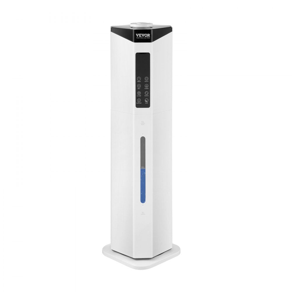 VEVOR Commercial Humidifier, 2.4 Gal/9L 2-In-1 Cool/Warm Mist, Industrial Air Vaporizer for Room Up To 430.6 Sq Ft,Top Refill Humidifier w/ Auto Rotary Spray for Whole House,Greenhouse, Plant