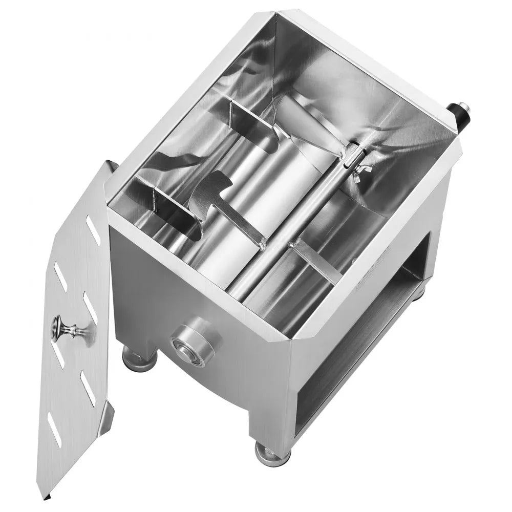 VEVOR Manual Meat Mixer, 15L Fixed Tank Meat Processing Equipment(Mixing Maximum 15LBS for Meat), Stainless Steel Meat Mixer, Sausage Mixer Machine with Lid and Handle, Ground Beef Hand Mixer