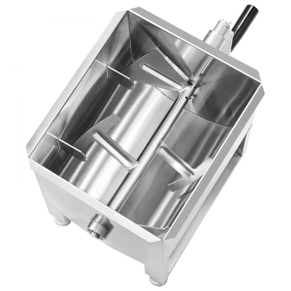 VEVOR Manual Meat Mixer, 20L Fixed Tank Meat Processing Equipment(Mixing Max 30LBS for Meat), Stainless Steel Meat Mixer, Sausage Mixer Machine with Lid Handle Gear Reducer, Ground Beef Hand Mixer