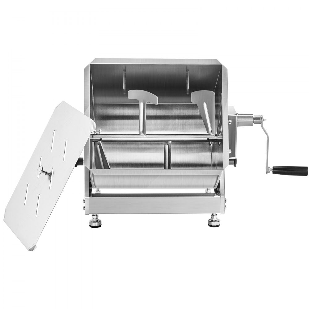 VEVOR Manual Meat Mixer, 15L Tilt Tank Meat Processing Equipment(Mixing Max 15LBS for Meat), Stainless Steel Meat Mixer, Sausage Mixer Machine with Lid Handle Gear Reducer, Ground Beef Hand Mixer