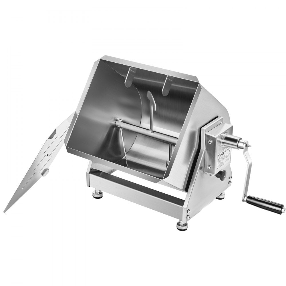 VEVOR Manual Meat Mixer, 15L Tilt Tank Meat Processing Equipment(Mixing Max 15LBS for Meat), Stainless Steel Meat Mixer, Sausage Mixer Machine with Lid Handle Gear Reducer, Ground Beef Hand Mixer