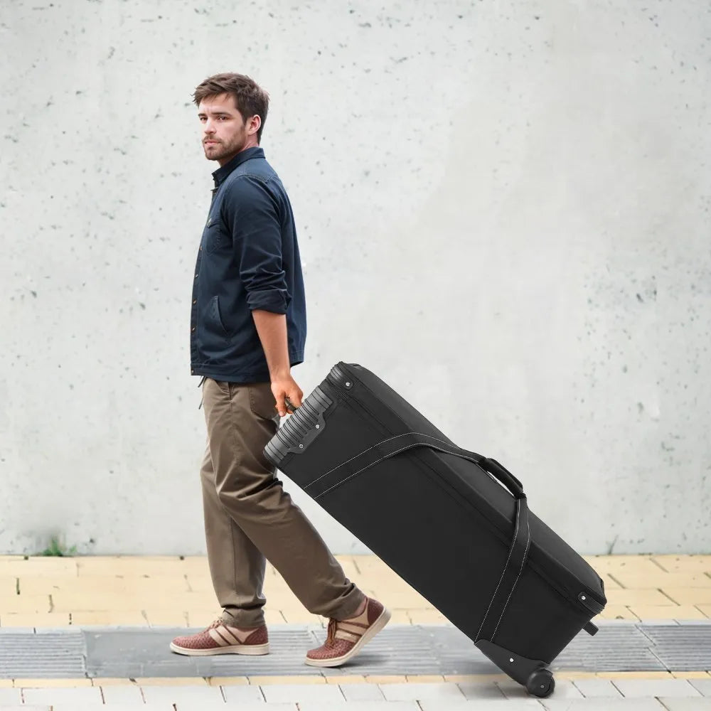 VEVOR Studio Equipment Trolley Case, 39.37 x 14.96 x 12.60 in / 100 x 38 x 32 cm, Rolling Camera Bag, Carrying Bag with Wheels Straps Padded Compartment Handle, for Light Stands, Tripods, Telescopes