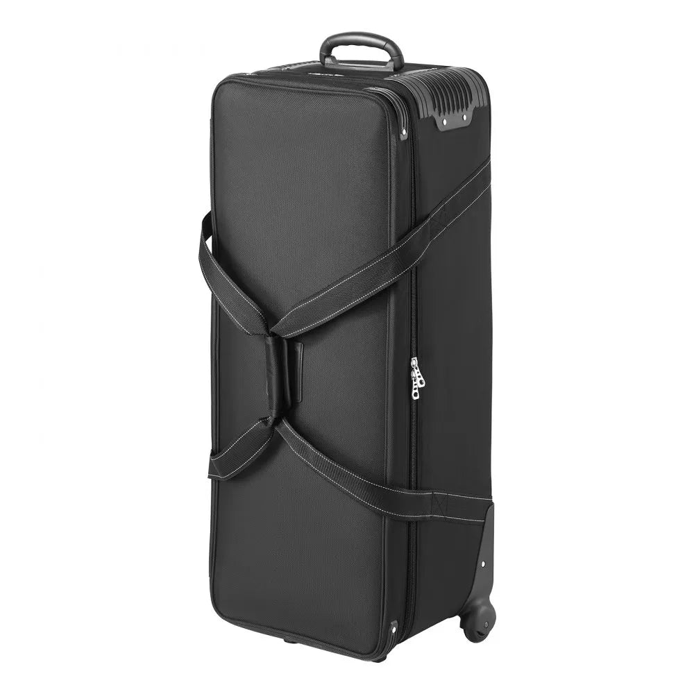 VEVOR Studio Equipment Trolley Case, 39.37 x 14.96 x 12.60 in / 100 x 38 x 32 cm, Rolling Camera Bag, Carrying Bag with Wheels Straps Padded Compartment Handle, for Light Stands, Tripods, Telescopes